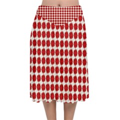 Red Pattern Seamless Texture Background Velvet Flared Midi Skirt by artworkshop