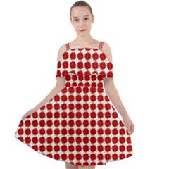 Red Pattern Seamless Texture Background Cut Out Shoulders Chiffon Dress by artworkshop