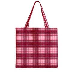 Red Gingham Check Zipper Grocery Tote Bag by artworkshop