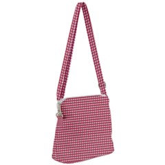 Red Gingham Check Zipper Messenger Bag by artworkshop