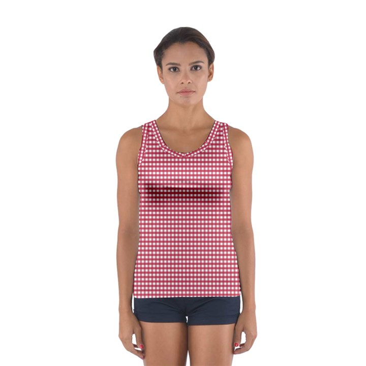 Red Gingham Check Sport Tank Top 