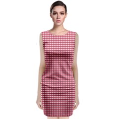 Red Gingham Check Classic Sleeveless Midi Dress by artworkshop