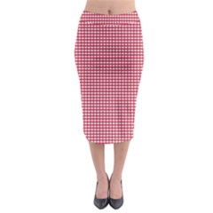 Red Gingham Check Midi Pencil Skirt by artworkshop