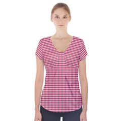 Red Gingham Check Short Sleeve Front Detail Top by artworkshop