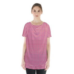 Red Gingham Check Skirt Hem Sports Top by artworkshop