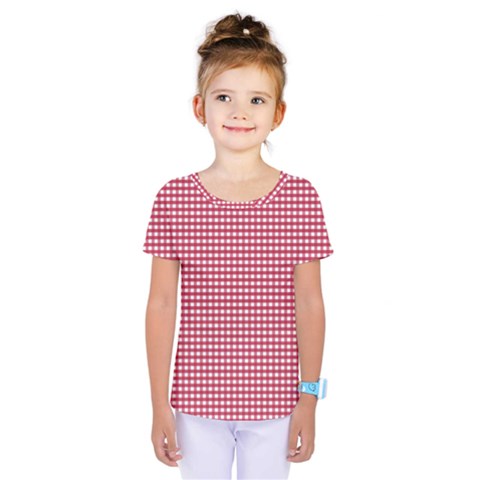 Red Gingham Check Kids  One Piece Tee by artworkshop