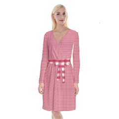 Red Gingham Check Long Sleeve Velvet Front Wrap Dress by artworkshop