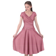 Red Gingham Check Cap Sleeve Wrap Front Dress by artworkshop