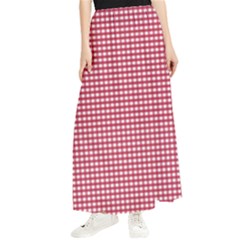 Red Gingham Check Maxi Chiffon Skirt by artworkshop