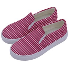 Red Gingham Check Kids  Canvas Slip Ons by artworkshop