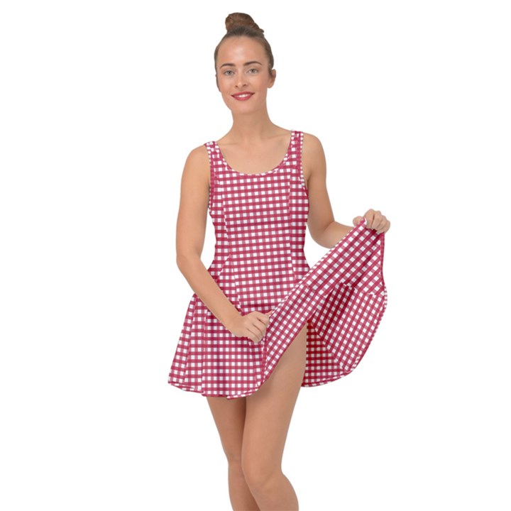 Red Gingham Check Inside Out Casual Dress