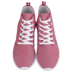 Red Gingham Check Men s Lightweight High Top Sneakers by artworkshop