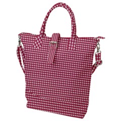 Red Gingham Check Buckle Top Tote Bag by artworkshop