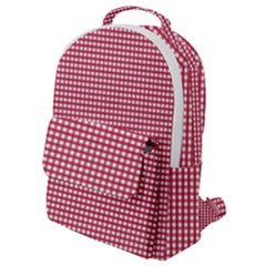 Red Gingham Check Flap Pocket Backpack (small) by artworkshop