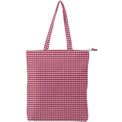 Red Gingham Check Double Zip Up Tote Bag by artworkshop