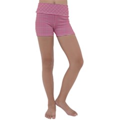 Red Gingham Check Kids  Lightweight Velour Yoga Shorts by artworkshop