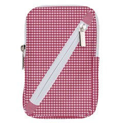 Red Gingham Check Belt Pouch Bag (small) by artworkshop