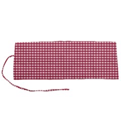 Red Gingham Check Roll Up Canvas Pencil Holder (s) by artworkshop