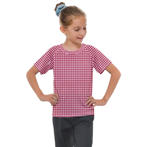 Red Gingham Check Kids  Mesh Piece Tee by artworkshop