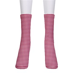 Red Gingham Check Crew Socks