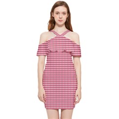 Red Gingham Check Shoulder Frill Bodycon Summer Dress by artworkshop