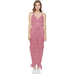 Red Gingham Check Sleeveless Tie Ankle Chiffon Jumpsuit by artworkshop