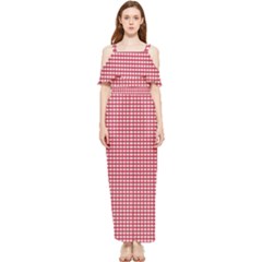 Red Gingham Check Draped Sleeveless Chiffon Jumpsuit by artworkshop