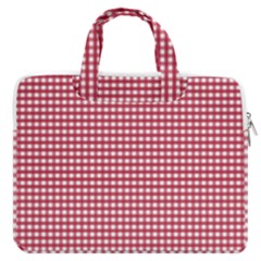 Red Gingham Check Macbook Pro 13  Double Pocket Laptop Bag by artworkshop