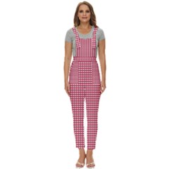 Red Gingham Check Women s Pinafore Overalls Jumpsuit by artworkshop