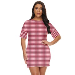 Red Gingham Check Just Threw It On Dress by artworkshop