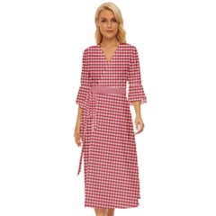 Red Gingham Check Midsummer Wrap Dress by artworkshop