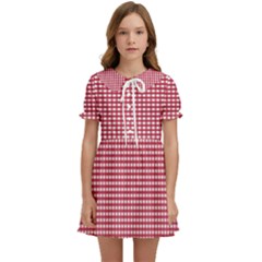 Red Gingham Check Kids  Sweet Collar Dress by artworkshop