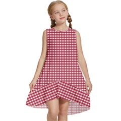 Red Gingham Check Kids  Frill Swing Dress