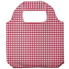 Red Gingham Check Foldable Grocery Recycle Bag by artworkshop