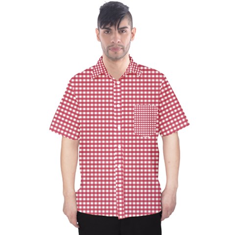 Red Gingham Check Men s Hawaii Shirt by artworkshop