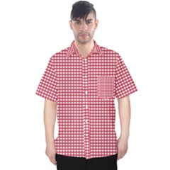 Red Gingham Check Men s Hawaii Shirt