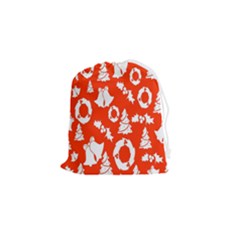 Orange  Card Christmas December Drawstring Pouch (small) by artworkshop