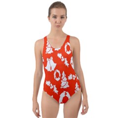 Orange  Card Christmas December Cut-out Back One Piece Swimsuit by artworkshop