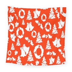 Orange  Card Christmas December Square Tapestry (large) by artworkshop