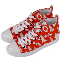 Orange  Card Christmas December Women s Mid-top Canvas Sneakers by artworkshop