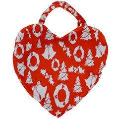 Orange  Card Christmas December Giant Heart Shaped Tote by artworkshop