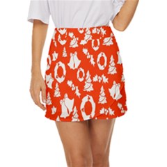 Orange  Card Christmas December Mini Front Wrap Skirt by artworkshop