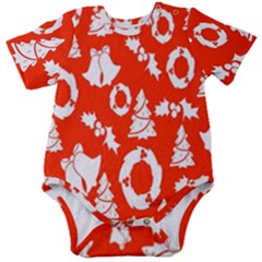 Orange  Card Christmas December Baby Short Sleeve Onesie Bodysuit by artworkshop