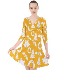 Orang Card Christmas Quarter Sleeve Front Wrap Dress by artworkshop