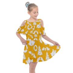 Orang Card Christmas Kids  Shoulder Cutout Chiffon Dress by artworkshop