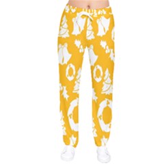 Orang Card Christmas Women Velvet Drawstring Pants by artworkshop