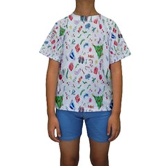 New Year Christmas Winter Watercolor Kids  Short Sleeve Swimwear by artworkshop