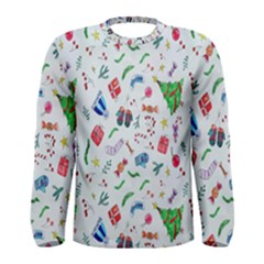 New Year Christmas Winter Watercolor Men s Long Sleeve Tee by artworkshop