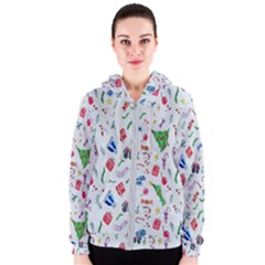 New Year Christmas Winter Watercolor Women s Zipper Hoodie by artworkshop