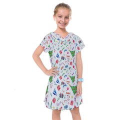 New Year Christmas Winter Watercolor Kids  Drop Waist Dress by artworkshop